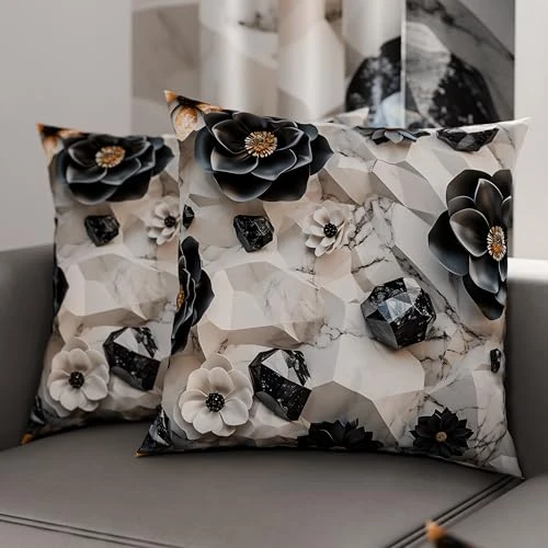 Offerta a tempo: PETTI Artigiani Italiani - Coppia di Federe Cuscino 50x50 cm in Microfibra, Cuscini Arredo Camera da Letto, Divano, Salotto, Set 2 Fodere Copricuscino, Federa Floreale 06 7, 100% Made in Italy - 36% da 14.90 € a 9.54 €
