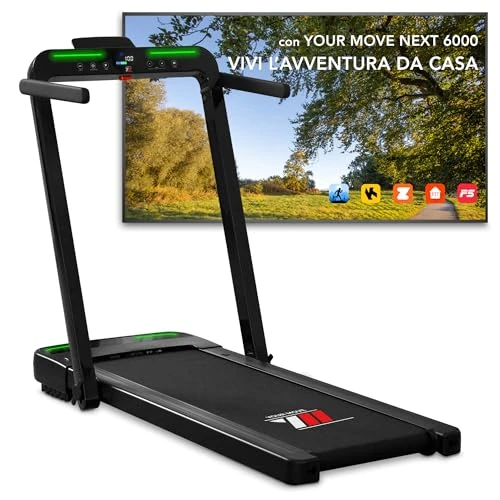 Offerta a tempo: YM Tapis Roulant Elettrico Pieghevole Next 6000, 16 km/h, MARCHIO ITALIANO, Salvaspazio, Bluetooth + APP Interattive Kinomap Zwift Bitgym Fithome, Super Compatto (13 cm Da Chiuso), ASSISTENZA ITALIA - 18% da 299.98 € a 246.99 €