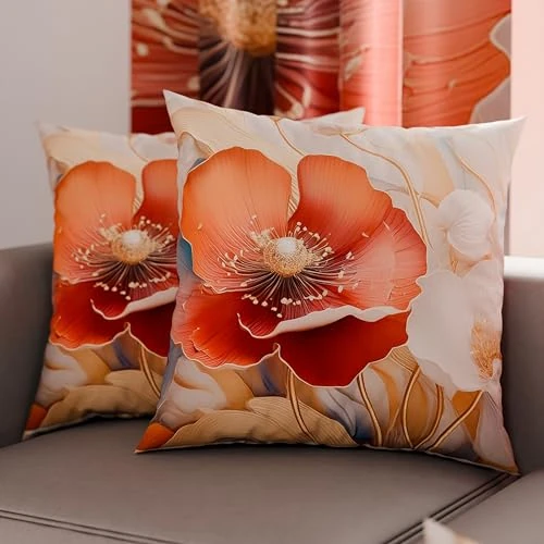 PETTI Artigiani Italiani - Paar kussenslopen 35 x 35 cm, van microvezel, decoratief kussen voor slaapkamer, bank, woonkamer, set van 2 kussenslopen, bloemenpatroon 06/9, 100% Made in Italy