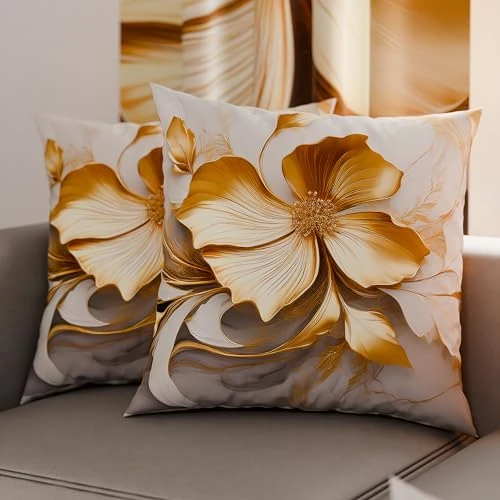 PETTI Artigiani Italiani - Paar kussenslopen 60 x 60 cm van microvezel, decoratief kussen voor slaapkamer, bank, woonkamer, set van 2 kussenslopen, bloemenpatroon 06 20, 100% Made in Italy