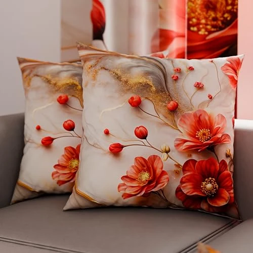 PETTI Artigiani Italiani - Coppia di Federe Cuscino 60x60 cm in Microfibra, Cuscini Arredo Camera da Letto, Divano, Salotto, Set 2 Fodere Copricuscino, Federa Floreale 06 2, 100% Made in Italy