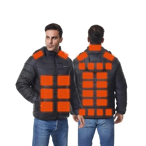 Monave Piumino Riscaldato Uomo Donna Giacca Riscaldato con 27 Elementi Riscaldanti in Grafene, 3 Livelli di Temperatura, Gilet Riscaldato per Pesca, Attività all'aperto（Nessun power bank incluso）