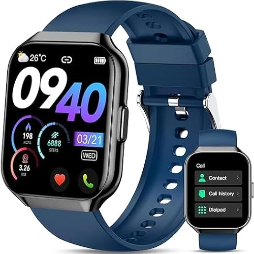QCOQ Smartwatch voor dames en heren, 1,96" Bluetooth-smartwatch met meer dan 110 sportmodi, smartwatch met hartslagmeter, waterdicht IP68, slaapmonitor, stappenteller, activiteitenarmband voor iOS en