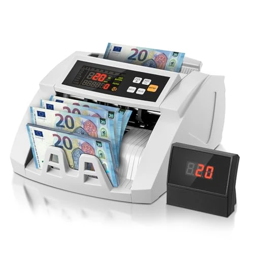 Limited offer: FOHERE Cash Counting Machine, Professional Money Counter with UV/MG/IR/DD Counterfeit Detection, 1100 Banknotes/Minute, LCD Display, Value and Batch Mode for Shops, Banks and Restaurants from 129.99 EUR to 129.99 EUR (save 0%)