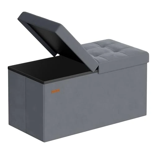 Offerta a tempo: SONGMICS Pouf Pieghevole, Cassapanca, 38 x 76 x 38 cm, Coperchio Ribaltabile, Capacitàdi Carico Statico 300 kg, per Corridoio, Soggiorno, Camera da Letto, Velluto, Grigio Ardesia LSF048GN01 - 13% da 34.99 € a 30.59 €