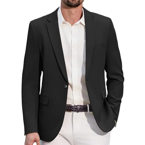Offerta a tempo: COOFANDY Giacca Blazer da Uomo Sportiva Casual Giacca 1 Bottone Nero L | S-4XL, Giacca Uomo con 1 Bottone, Blazer Uomo Casual, Giacca Uomo Elegante, Business Casual - 24% da 62.99 € a 47.82 €