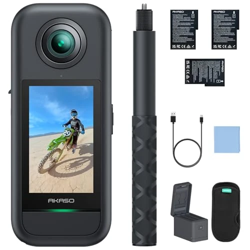 Tijdelijke aanbieding: AKASO 360° Action Cam Creator Set - 5,7K 72MP 360 graden actiecamera duale 1/2 inch 48 MP sensoren, 2,29 inch touchscreen, onzichtbare selfiestick, 360° Horizon Lock en AI-tracking van 290.00 € naar 290.00 € (0.00% korting)