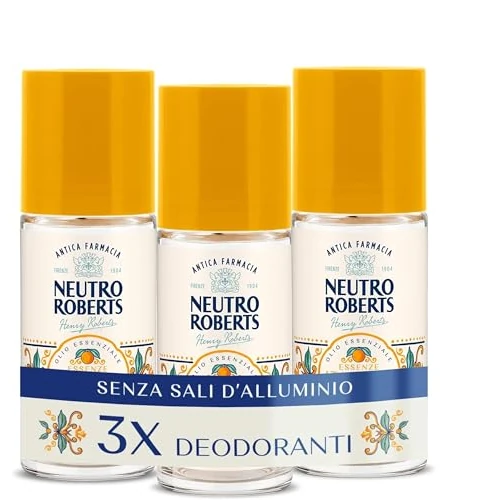 Offerta a tempo: Neutro Roberts Essenze Italiane, Deodorante Roll-on Siracusa, Olio Arancia e Fiori di Sale, Zero Macchie, 3x50ml - Esclusiva Amazon - 50% da 14.99 € a 7.49 €
