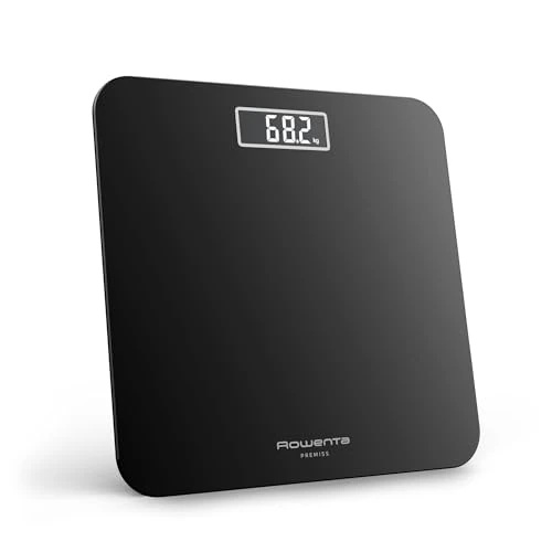 Rowenta Premiss 2.0 Bathroom Scale, Easy to Read LCD Display, 160 kg Capacity, Black, BS1800V0