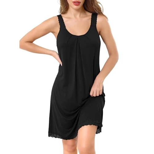 Tijdelijke aanbieding: Wikoan Nachthemd voor dames, nachthemd met bandjes, mouwloos, S-3XL van 19.09 EUR naar 19.09 EUR (korting 0%)