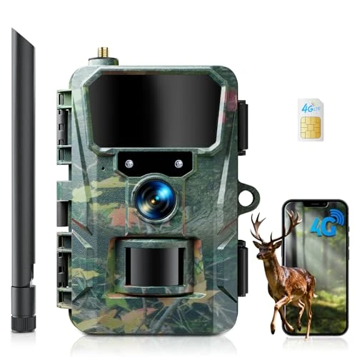 Offerta a tempo: WOLFANG Fototrappola 4G con SIM, 2K 48MP HD Fotocamera Caccia con Infrarossi Rilevatore di Movimento Visione Notturna IP66 Impermeabile per la l'osservazione la Fauna - 37% da 59.99 € a 37.99 €