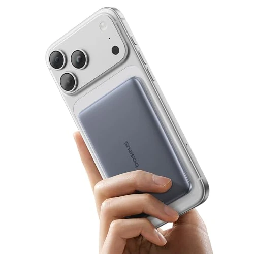 Baseus Picogo AM41 Power Bank, Ultra Slim 5000 mAh Magsafe Power Bank, PD 20 W Quick Charge, Portable, Wireless Magnetic External Battery with USB C Cable for iPhone 17/16/15/14/13/12, Space Grey