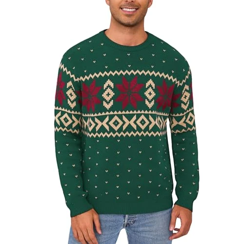 Terecey Pull de Noel Homme Chaud et Confortable Pull Hiver à Manches Longues pour Soirée de Fête et Réunion Familiale Idée Cadeau de Noël Originale