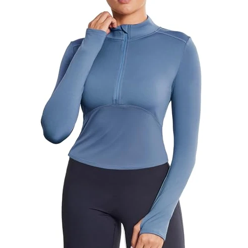 Zeitlich begrenztes Angebot: PINSPARK Sportshirt Damen Langarm Laufshirt Slim Fit Funktionsshirt mit 1/2 Zip Langarmshirt Pullover Sport T-Shirt Workout Yoga Tops Gym Oberteil Laufjacke Daumenloch Himmel Blau L von 7.99 € auf 7.99 € (0.00% Rabatt)