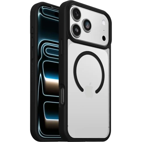 OtterBox React Series MagSafe Hülle für iPhone 17 Pro Max, stoßfest, sturzsicher, ultraschlank, schützende Hülle, Getestet nach Militärstandard, Transparent/Schwarz