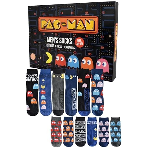 Limitiertes Angebot: United Labels Pac-Man Adventskalender mit 12 Paar Socken für Herren, Größe 40-45, Kalender mit Sneaker und langen Socken, Weihnachtskalender Geschenk von 39.95 EUR auf 19.95 EUR (Spare 50%)