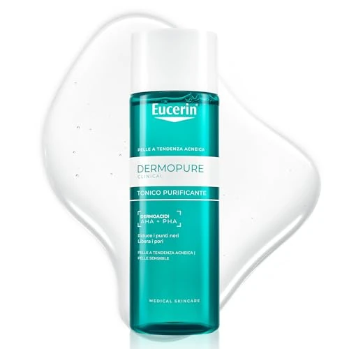Offerta a tempo: Eucerin DermoPure Clinical Tonico Viso Purificante 200 ml, Tonico astringente pori e anti-punti neri, Toner con Acido Salicilico e Dermoacidi AHA + PHA per pelle grassa e a tendenza acneica - 31% da 18.90 € a 12.99 €