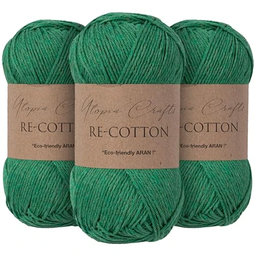 Limited-time offer: Utopia Crafts Re-Cotton Knitting Yarn 3X 100g (Evergreen) from 9.90 GBP to 9.90 GBP (save 0%)