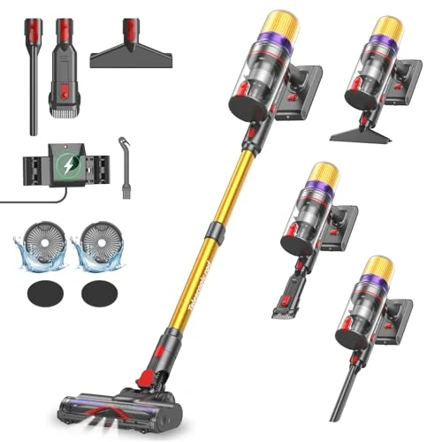 Oferta limitada: Aodebiao V16 Aspiradora sin Cable 55Kpa/600W/80Mins, Aspirador Escoba sin Cable con Pantalla Táctil LED, Modo Automático, Aspirador Inalámbrico Antienredo para Suelo Alfombra Pelos de Animales de 219.99 EUR a 169.98 EUR (ahorro 23%)