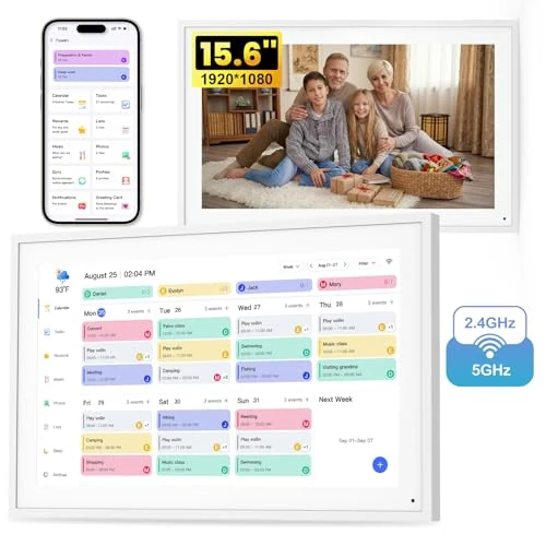 Offre limitée : NEWYES 2026 Calendrier Numérique Mural 15,6" - Tableau Organisation Famille & Cadre Photo Numérique Wi-Fi Sync Écran Tactile Intelligent pour Semainier Enfant, Planificateur Menus, Rappels de Tâches de 259.99 € à 259.99 € (0.00% de remise)