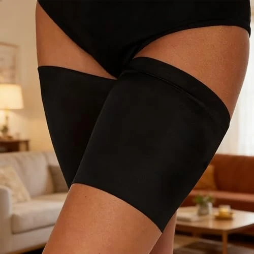Zeitlich begrenztes Angebot: 1 Paar/2 Stück Oberschenkelmanschetten für Herren und Damen, Anti-Scheuern, Sport, Fitness, enge Kompressions-Beinstulpen, Schwarz, Large von 5.63 € auf 5.63 € (0.00% Rabatt)