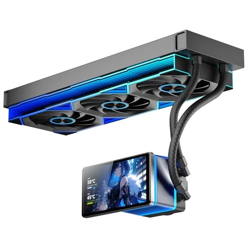 Offerta a tempo: TZMRIT PF360 Aio Water Cooling 360 mm with 5.5 Inch LCD Magnetic Screen Display, All-in-One ARGB Infinity Mirror 2000 RPM PWM Fan, for AM4/AM5 & Intel LGA1851/1700 (Black) - 20% da 149.99 € a 119.99 €