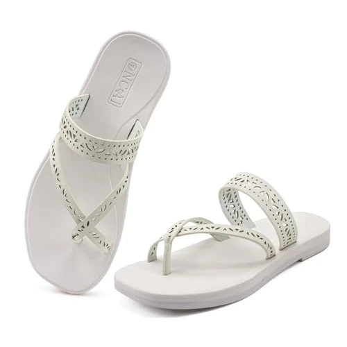 Offre limitée : ONCAI Sandales Femme Été confortable Tongs Mode Femme 2026 Élégantes à ajouré Style Bohème avec Semelles en Caoutchouc Blanc Taille 36 de 29.99 € à 15.99 € (47% de remise)