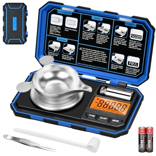 Offerta a tempo: Onherm Bilancia di Precisione, 50g/0.001g Digital Mini Bilancia Tascabile Gram, Bilancia Mg per Pesare Polveri, Gioielli, Cibo, Gemme, Con Pinzette, Cucchiaio e Batterie - 0.00% da 19.99 € a 19.99 €