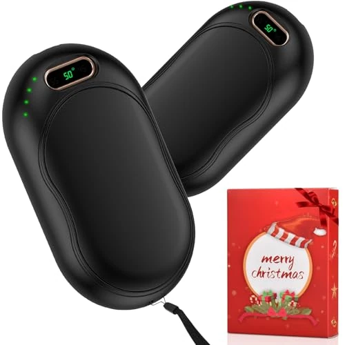 Handwarmer, elektrisch, split, magnetisch, oplaadbare zakwarmer, set van 2, 5000 mAh, draagbaar, herbruikbaar, 3 verwarmingsmodi, voortzetting 15 uur, warm cadeau voor buiten, vrouwen, mannen en