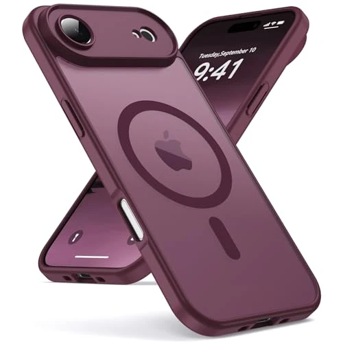 Oududianzi - Etui do telefonu iPhone 17 Air, kompatybilne z Magsafe, przezroczyste, matowe, odporne na uderzenia i uderzenia, przezroczyste, matowe, odporne na zarysowania i uderzenia, czerwone