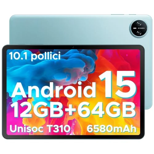 DOOGEE Tab A9 Android 15 tablet 10 inch, 12 (3 + 9) GB RAM + 64 GB ROM (TF 2TB), 6580 mAh accu, 5 G + 2,4 G WiFi, 1280IPS, 5 MP + 8 MP, unisoc T310 Quad Core/OTG/Face Unlock camera