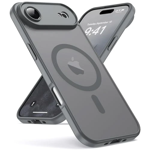 Oududianzi -Cover for iPhone Air Compatible with MagSafe, Translucent PC Silicone TPU Bumper Case, Camera Protection, Military Shockproof Anti-Fingerprint Cover-TitaniumGray