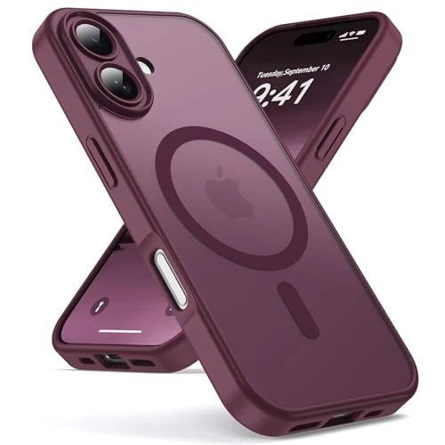 Offerta a tempo: Oududianzi-Cover per iPhone 17 Compatibile con MagSafe, Custodia Traslucida Posteriore PC Silicone TPU Bumper, Protezione Della Fotocamera, Cover Militare Antiurto Anti-Impronte-Bordeaux - 21% da 13.99 € a 10.99 €