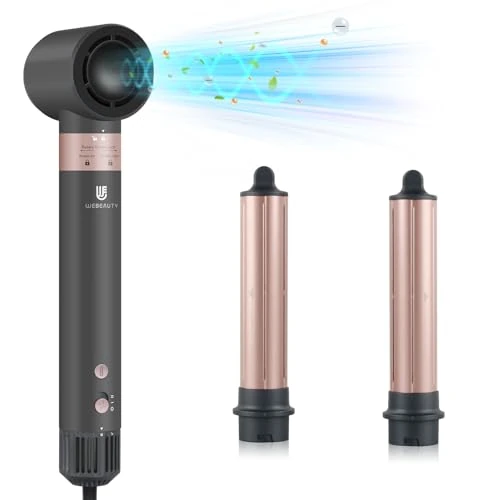 webeauty 3 in 1 Airstyler, 110,000U/MIN, 20M/S Hochgeschwindigkeit Föhn, 200 Millionen Negative Ionen Haartrockner mit Air Lockenstäbe, Haarstyler für Trocknen und Locken