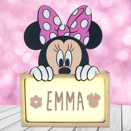 Zeitlich begrenztes Angebot: WONDEE Offizielle Disney Minnie Mouse Lampe Personalisierte - Nachtlicht Baby Minnie Mouse, Geschenke zur Geburt, Taufgeschenke für Madchen Personalisierte Geschenke Baby, Disney Geschenkideen von 39.99 € auf 39.99 € (0.00% Ra