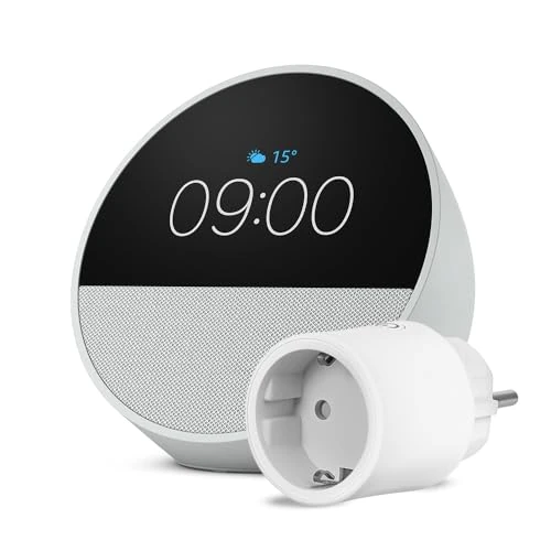 Offerta a tempo: Echo Spot | Bianco + OSRAM SMART+ Presa intelligente con Matter, compatibile con Alexa - Kit di base per Casa Intelligente - 40% da 108.98 € a 64.99 €