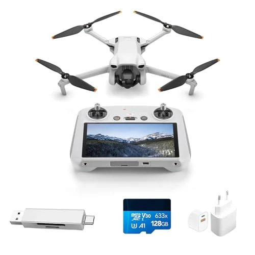 Offerta a tempo: DJI Mini 3 (con DJI RC) Bundle– Mini Drone con Fotocamera Leggero e Pieghevole con Video in 4K HDR, Autonomia di 38 Minuti, C0 (Lettore di schede + scheda di memoria + spina) - 19% da 529.00 € a 429.00 €