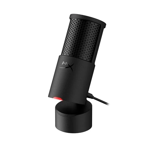 HyperX SoloCast 2 USB-Mikrofon – Gaming & Streaming Mikrofon mit Tap-to-Mute, 96 kHz/24-Bit Aufnahme, integriertem Popfilter, stoßgedämpfter Halterung, USB-C Plug & Play, PC kompatibel, Schwarz