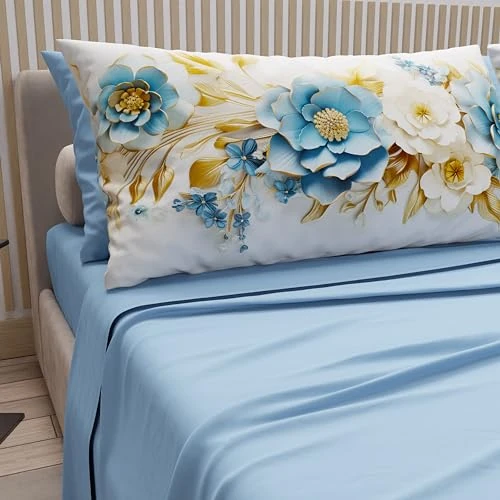 Limited-time offer: PETTI Artigiani Italiani - Cotton Sheets with Pillowcases in Digital Print, Maxi Double, Complete Top and Bottom Sheet with Corners, Ceramic 03 Light Blue, 100% Made in Italy from 41.99 £ to 41.99 £ (save 0.00%)