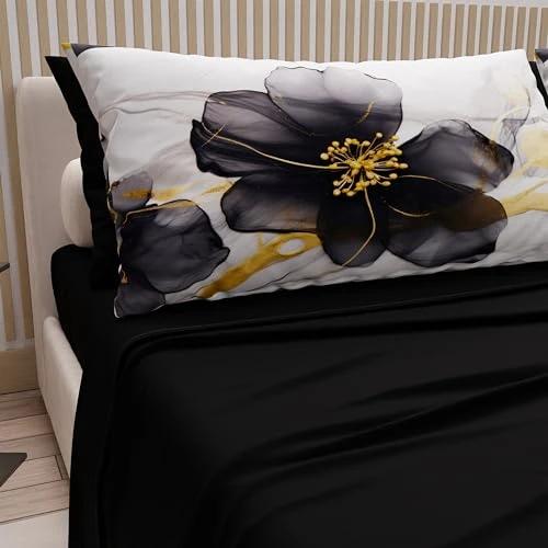 Offre limitée : PETTI Artigiani Italiani - Parure de lit en Coton avec taies d'oreiller en Impression numérique, Une Place et demie française, Parure de lit sur Le Dessus et Le Dessous avec Angles, marbre 07 Noir de 39.90 € à 39.90 € (0.00% de remise)
