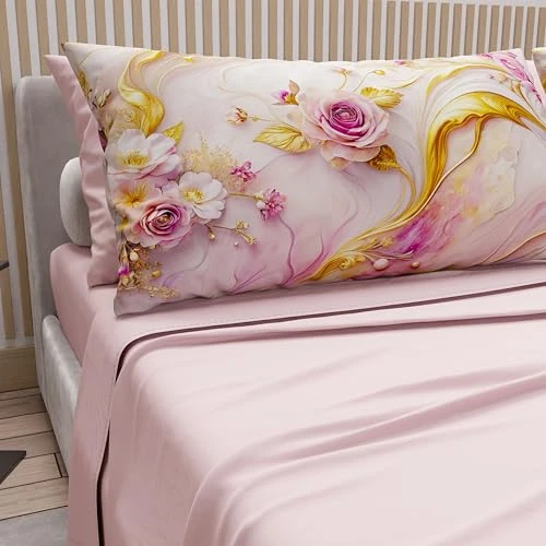 Oferta limitowana: PETTI Artigiani Italiani - Pościel z bawełny z poszewkami na poduszki z nadrukiem cyfrowym, prześcieradło dwuosobowe maksi i łóżko, prześcieradło wierzchnie i poniżej z gumką, kwiatowy 06 6 jasny z 306.61 zł na 124.45 zł (oszczędź 59.41