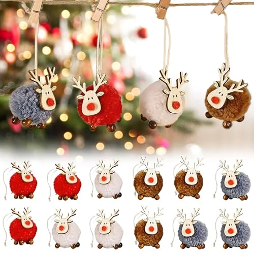 yisight 12 Pieces Christmas Tree Pendants, Christmas Decoration Elk Pendants, Felt Elk Pendants, Christmas Tree Decoration, Christmas Decoration, Party Decorations