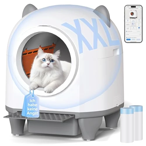 Devoko lettiera gatto autopulente,Design con orecchie da gatto,toilette per gatti XXL,Controllo remoto, ampio spazio, Sicurezza,Anti-odore,90L lettiera automatica per felini,Elettrica per più gatti.