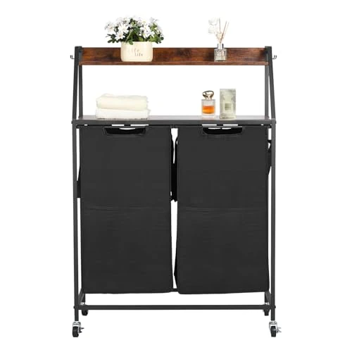 Oferta limitada: VEVOR Cesta para la Colada, Clasificador de Ropa 700 x 330 x 1045 mm con 2 Compartimentos de Tela Oxford 600D, Tablero de Madera, Ruedas y Estantes Tipo Escalera, Clasificador de Ropa Sucia, Negro de 37.90 € a 37.90 € (ahorro 0.00%)