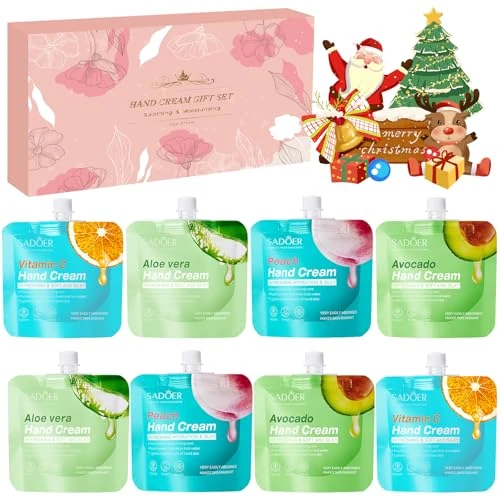 Handcreme Set, Handcreme Mini Geschenkset, 8 Pack Mini Handcreme Weihnachten, Duft Hände Fuß Feuchtigkeitscreme, Kleine Geschenke für Frauen, Männer, Kollegen, Weihnachtsgeschenke Kleinigkeiten
