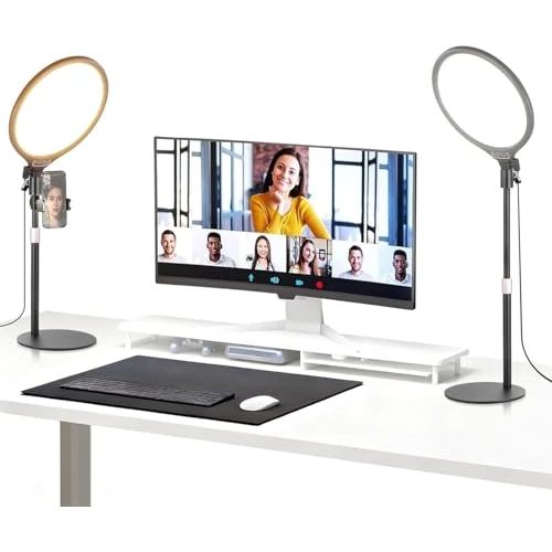 Offre limitée : NEEWER Basics Pack de 2 Ring Light Anneaux Lumineux de Bureau 10,5" avec Support/Téléphone/Minuterie,3000-6500K,Panneau LED 15W Plein écran pour iPhone,SelfieOrdinateur Portable,Webcam,Vidéo,Zoom,R10 de 77.99 € à 77.99 € (0.00% de remise)