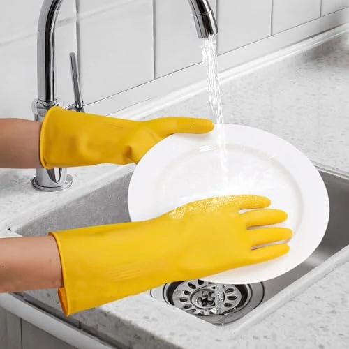 Limited-time offer: Long Cuff Cleaning Gloves Waterproof Reusable Household Gloves Anti Slip Grip for Kitchen Dishwashing Bathroom Garden Tasks (Yellow, S) from $1.39 to $1.39 (save 0.00%)
