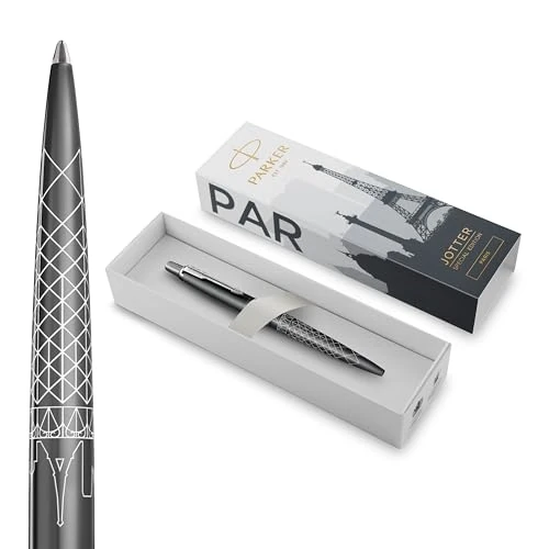 Oferta ograniczona: Długopis Parker Jotter | Edycja specjalna | Paris Grey z chromowanymi zdobieniami | Końcówka medium | Niebieski tusz | Opakowanie prezentowe z 114.25 PLN na 114.25 PLN (zniżka 0%)
