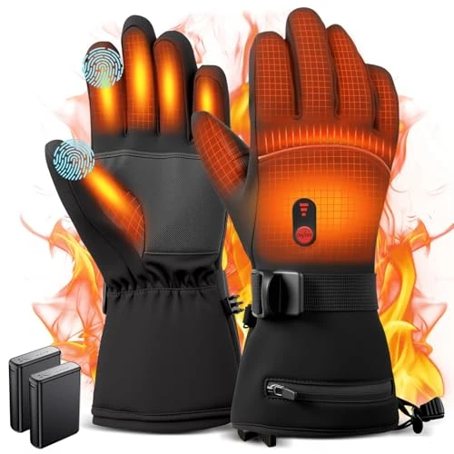 Beheizbare Handschuhe für Herren Damen - Beheizte Handschuhe mit Akku 7.4V 10000mAh × 2, 3 Heizstufen, Touchscreen Motorradhandschuhe für Skifahren, Arbeit im Freien, Fahrrad, Klettern, Wandern (M)