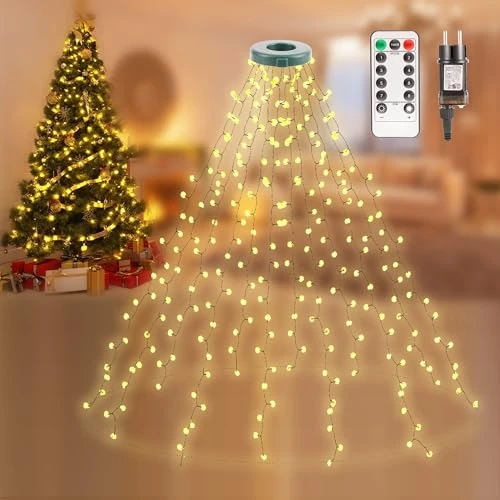 Limitiertes Angebot: Sanweyter 2m Christbaumbeleuchtung mit Ring und 12 Stränge, Lichterkette Weihnachtsbaum 240er LED Überwurf Lichterkette Weihnachtsbaum für 150cm, 180cm, 210cm, 250cm Tannenbaum - Warmweiß von 19.99 EUR auf 13.99 EUR (Spare 30%)